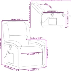 vidaXL Sillas-Sillón de masaje reclinable de tela gris