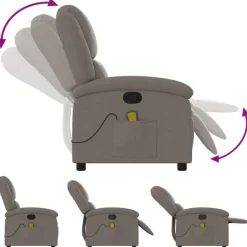 vidaXL Sillas-Sillón de masaje reclinable de tela gris