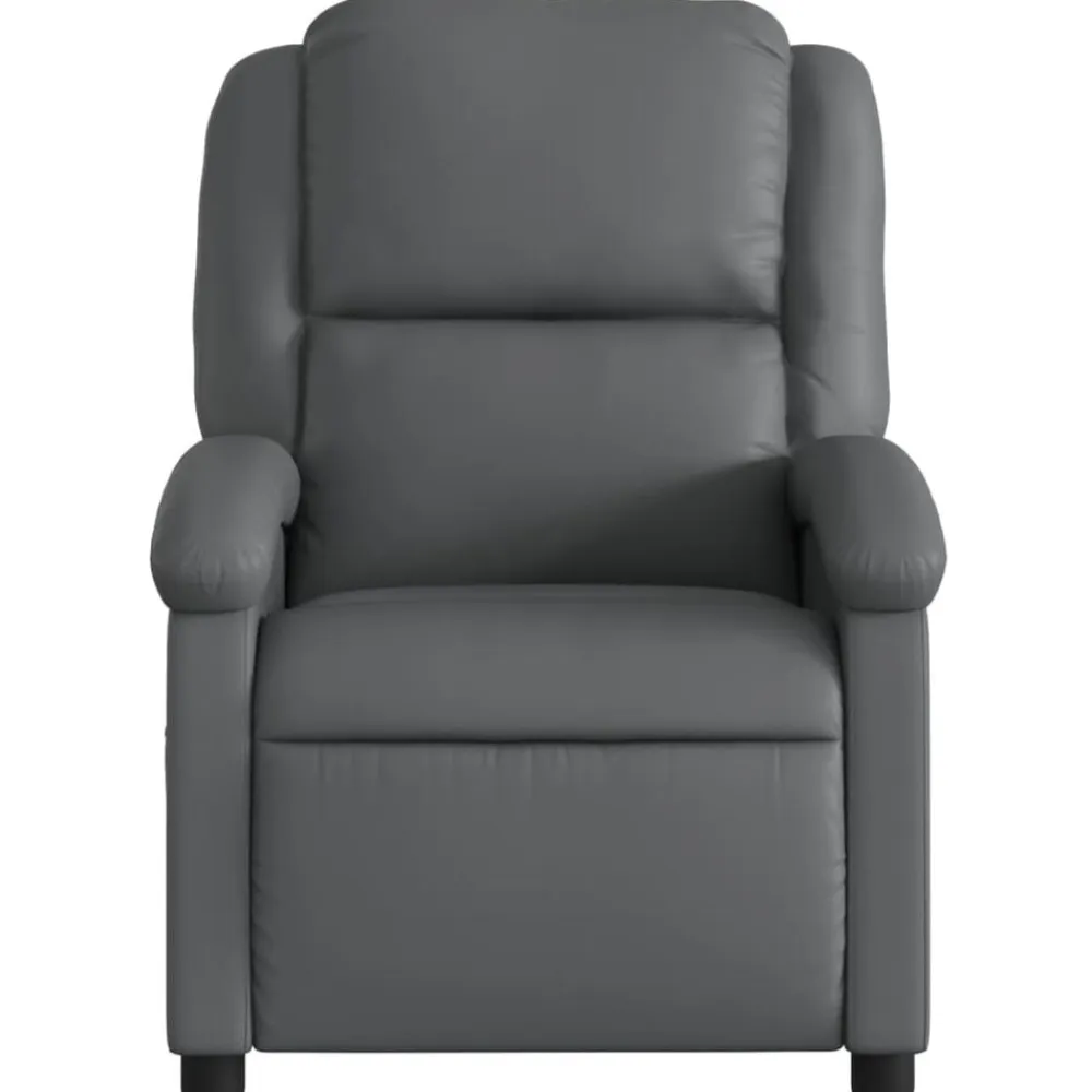 vidaXL Sillón de masaje reclinable eléctrico cuero sintético Gris New