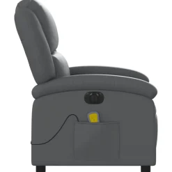 vidaXL Sillón de masaje reclinable eléctrico cuero sintético Gris New