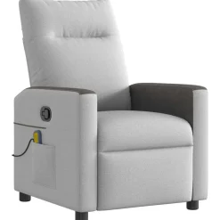 vidaXL Sillón de masaje reclinable de tela Gris nube New