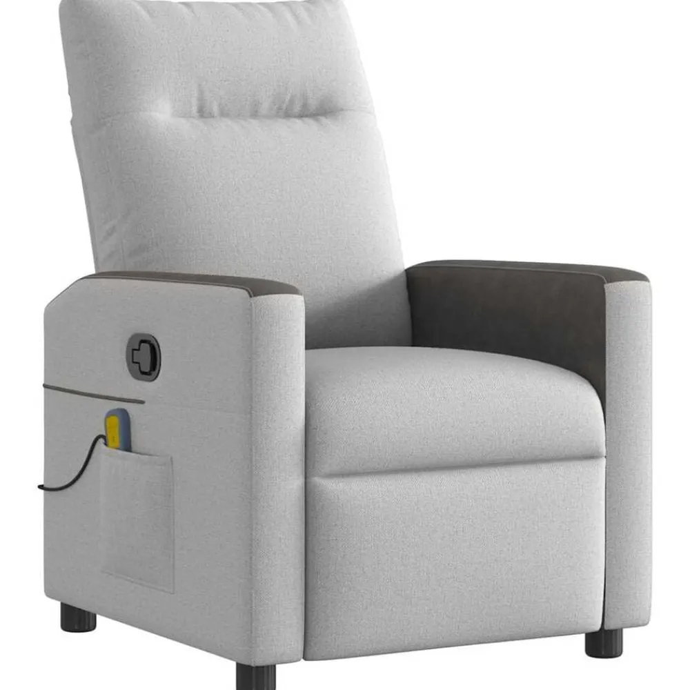 vidaXL Sillón de masaje reclinable de tela Gris nube New