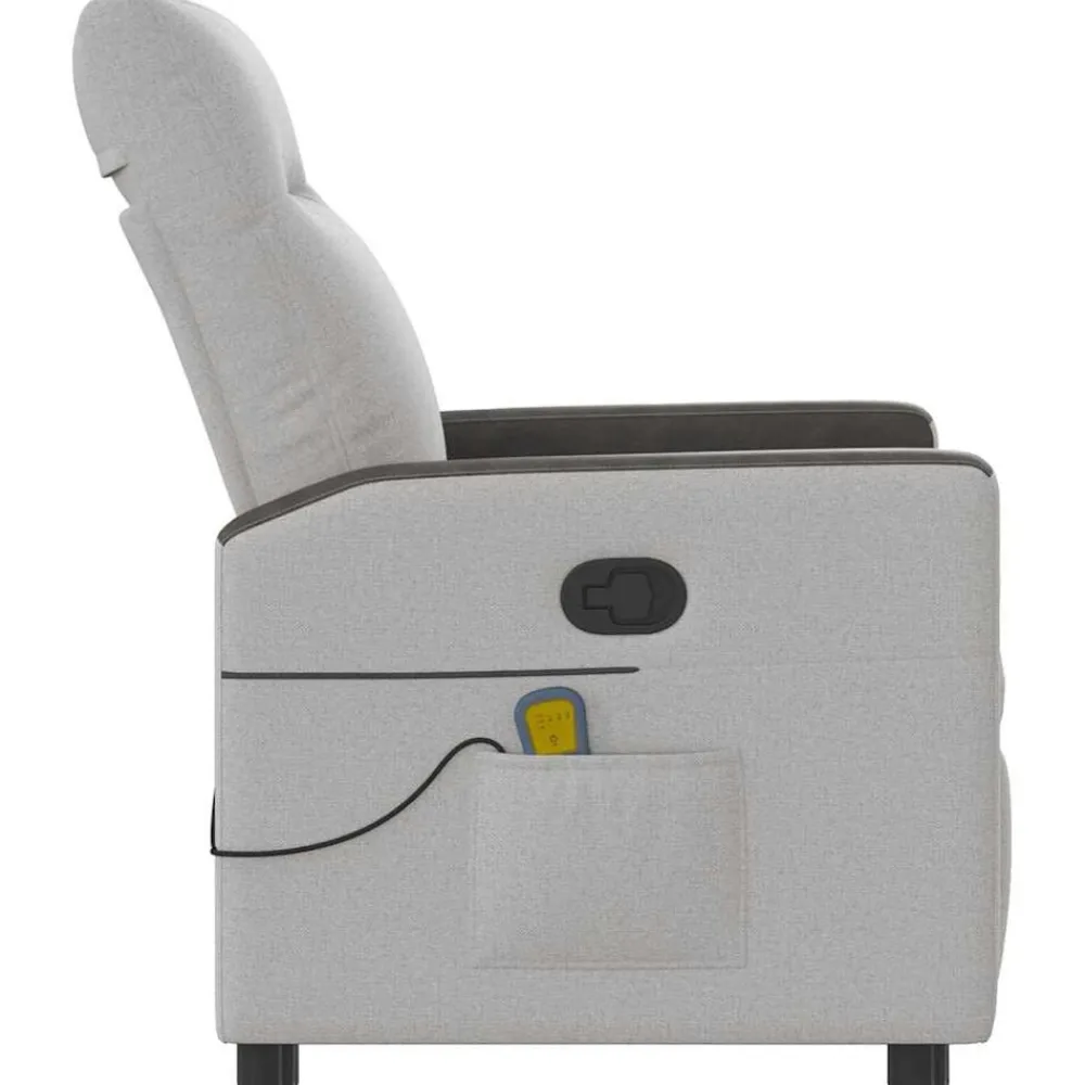 vidaXL Sillón de masaje reclinable de tela Gris nube New