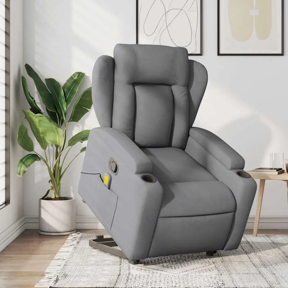 vidaXL Sillas-Sillón de masaje reclinable de pie de tela