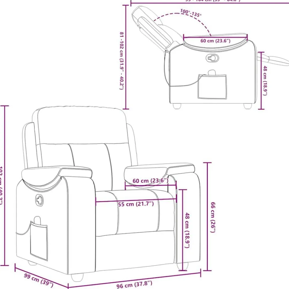 vidaXL Sillón de masaje reclinable de tela gris nube Best