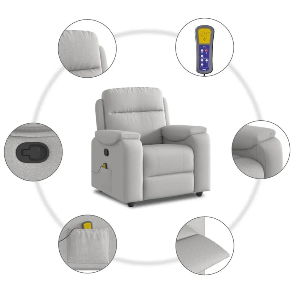 vidaXL Sillón de masaje reclinable de tela gris nube Best