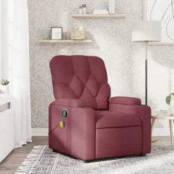 vidaXL Sillas-Sillón de masaje reclinable de tela color vino tinto