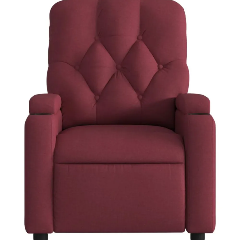 vidaXL Sillas-Sillón de masaje reclinable de tela color vino tinto
