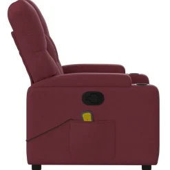 vidaXL Sillas-Sillón de masaje reclinable de tela color vino tinto