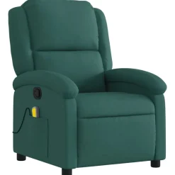 vidaXL Sillón de masaje reclinable de tela Verde oscuro Best