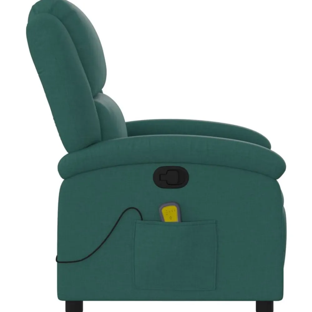 vidaXL Sillón de masaje reclinable de tela Verde oscuro Best