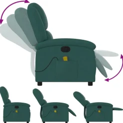 vidaXL Sillón de masaje reclinable de tela Verde oscuro Best