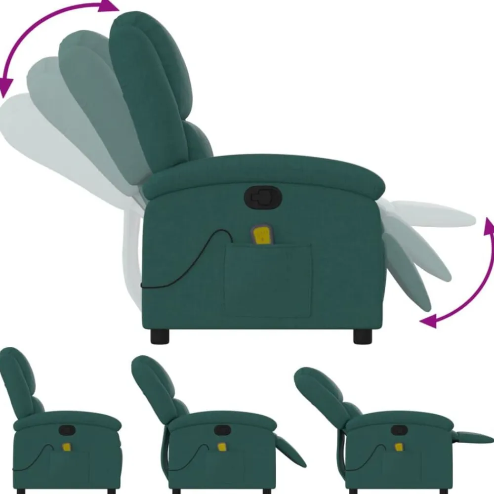 vidaXL Sillón de masaje reclinable de tela Verde oscuro Best