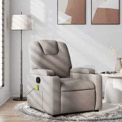 vidaXL Sillas-Sillón de masaje reclinable de tela gris