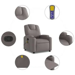 vidaXL Sillas-Sillón de masaje reclinable de tela gris