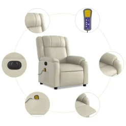 vidaXL Sillas-Sillón de masaje reclinable eléctrico cuero sintético