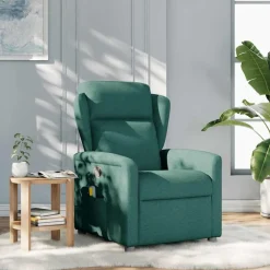 vidaXL Sillón de masaje reclinable de tela Verde oscuro Online