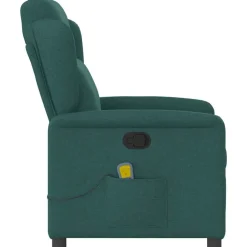 vidaXL Sillón de masaje reclinable de tela Verde oscuro Online
