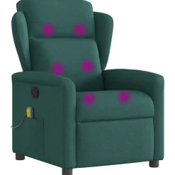 vidaXL Sillón de masaje reclinable de tela Verde oscuro Online