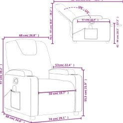vidaXL Sillón de masaje reclinable de tela color vino tinto Rojo vino tinto