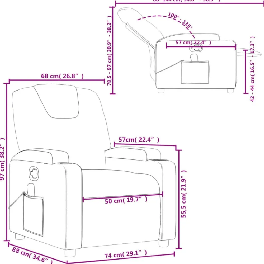 vidaXL Sillón de masaje reclinable de tela color vino tinto Rojo vino tinto