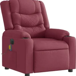 vidaXL Sillón de masaje reclinable eléctrico tela rojo tinto Rojo vino tinto Outlet