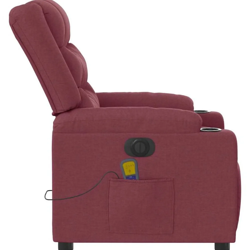 vidaXL Sillón de masaje reclinable eléctrico tela rojo tinto Rojo vino tinto Outlet