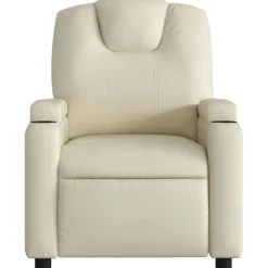 vidaXL Sillón de masaje reclinable eléctrico cuero sintético Crema Online