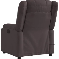 vidaXL Sillón de masaje reclinable de tela marrón oscuro Marr&oacute;n oscuro New