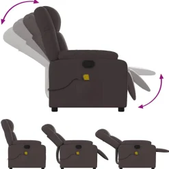vidaXL Sillón de masaje reclinable de tela marrón oscuro Marr&oacute;n oscuro New