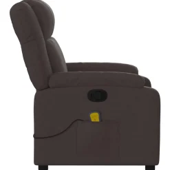 vidaXL Sillón de masaje reclinable de tela marrón oscuro Marr&oacute;n oscuro New