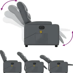vidaXL Sillón de masaje reclinable eléctrico cuero sintético Gris