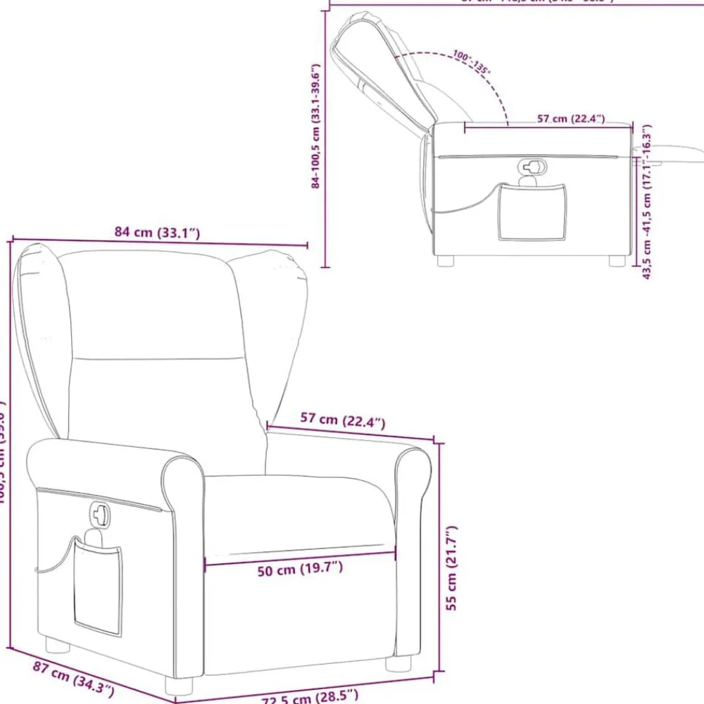 vidaXL Sillas-Sillón de masaje reclinable de tela