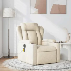 vidaXL Sillón de masaje reclinable de tela Crema Clearance
