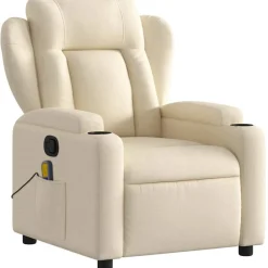 vidaXL Sillón de masaje reclinable de tela Crema Clearance