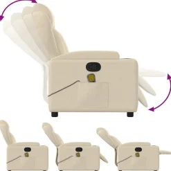 vidaXL Sillón de masaje reclinable de tela Crema Clearance