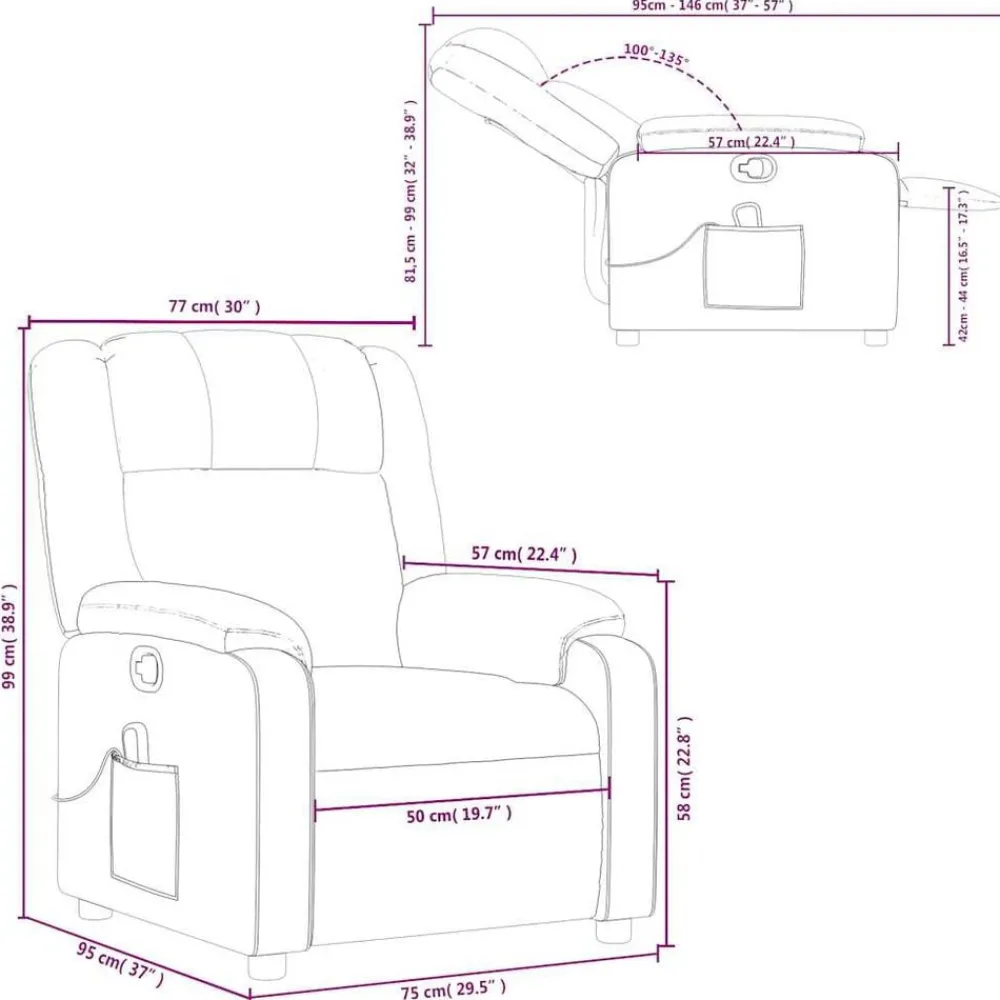 vidaXL Sillas-Sillón de masaje reclinable de tela