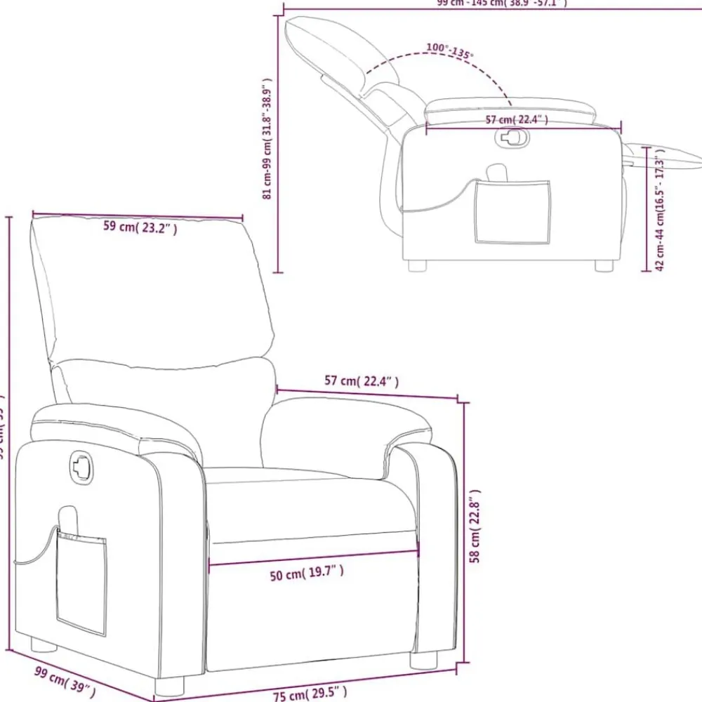 vidaXL Sillas-Sillón de masaje reclinable cuero sintético color