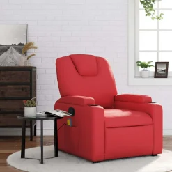 vidaXL Sillón de masaje reclinable cuero sintético Rojo Discount