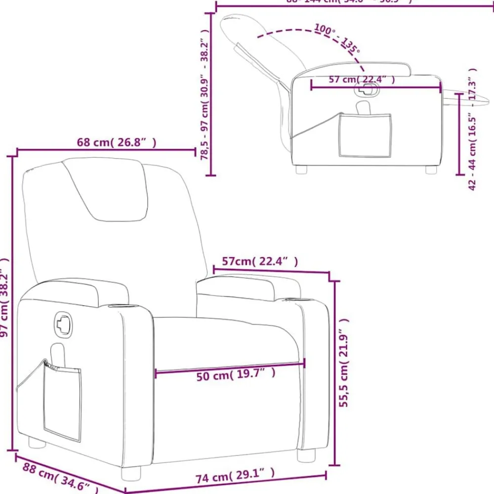 vidaXL Sillón de masaje reclinable cuero sintético Rojo Discount