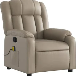 vidaXL Sillón de masaje reclinable cuero sintético color Capuchino Hot
