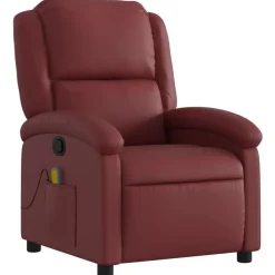 vidaXL Sillón de masaje reclinable cuero sintético rojo tinto Rojo vino tinto New
