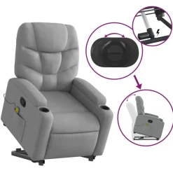 vidaXL Sillas-Sillón de masaje reclinable de pie de tela