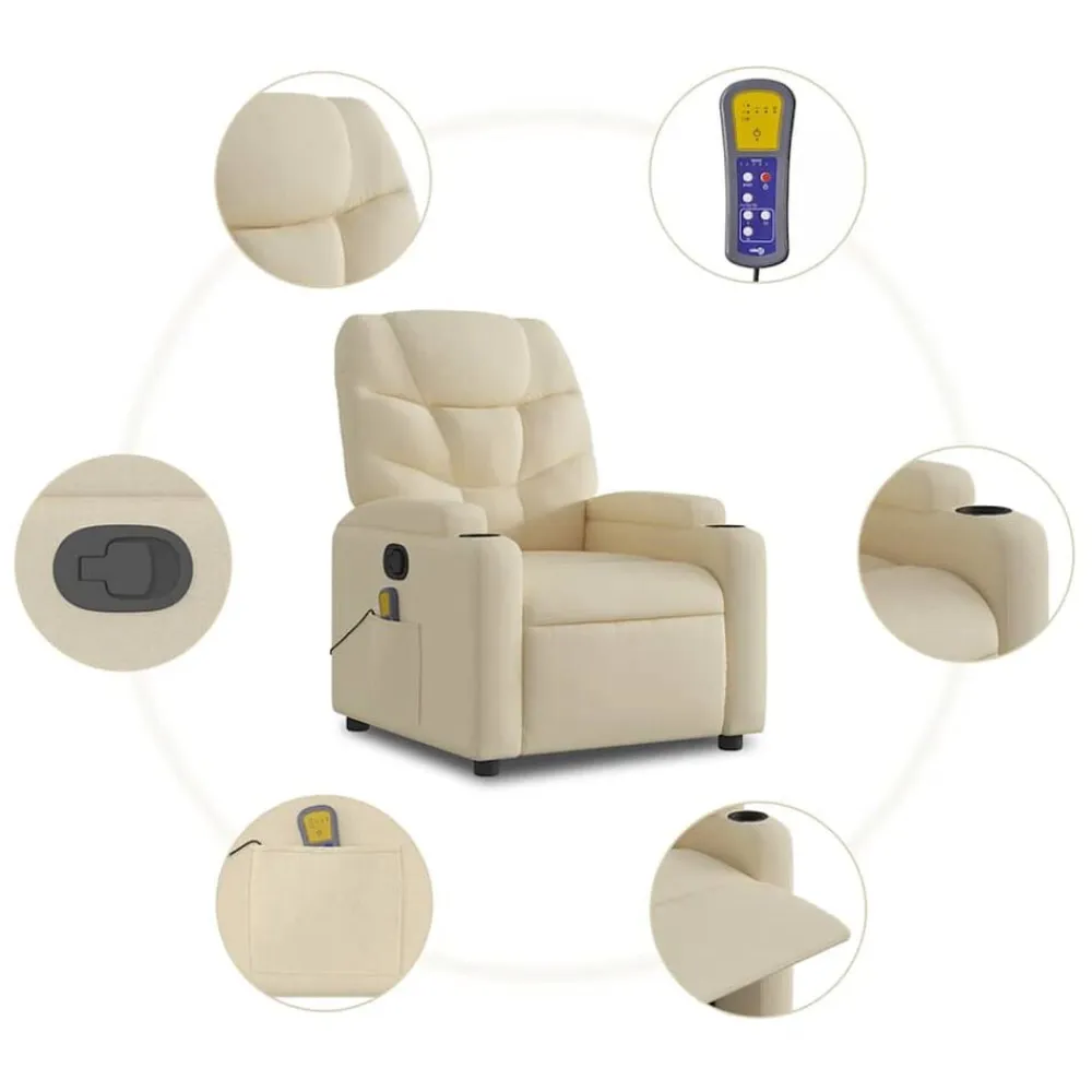 vidaXL Sillas-Sillón de masaje reclinable de tela