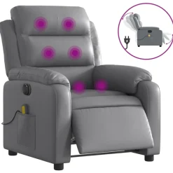 vidaXL Sillas-Sillón de masaje reclinable eléctrico cuero sintético