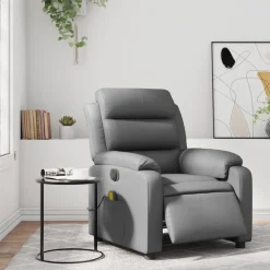 vidaXL Sillas-Sillón de masaje reclinable eléctrico cuero sintético