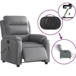 vidaXL Sillas-Sillón de masaje reclinable eléctrico cuero sintético