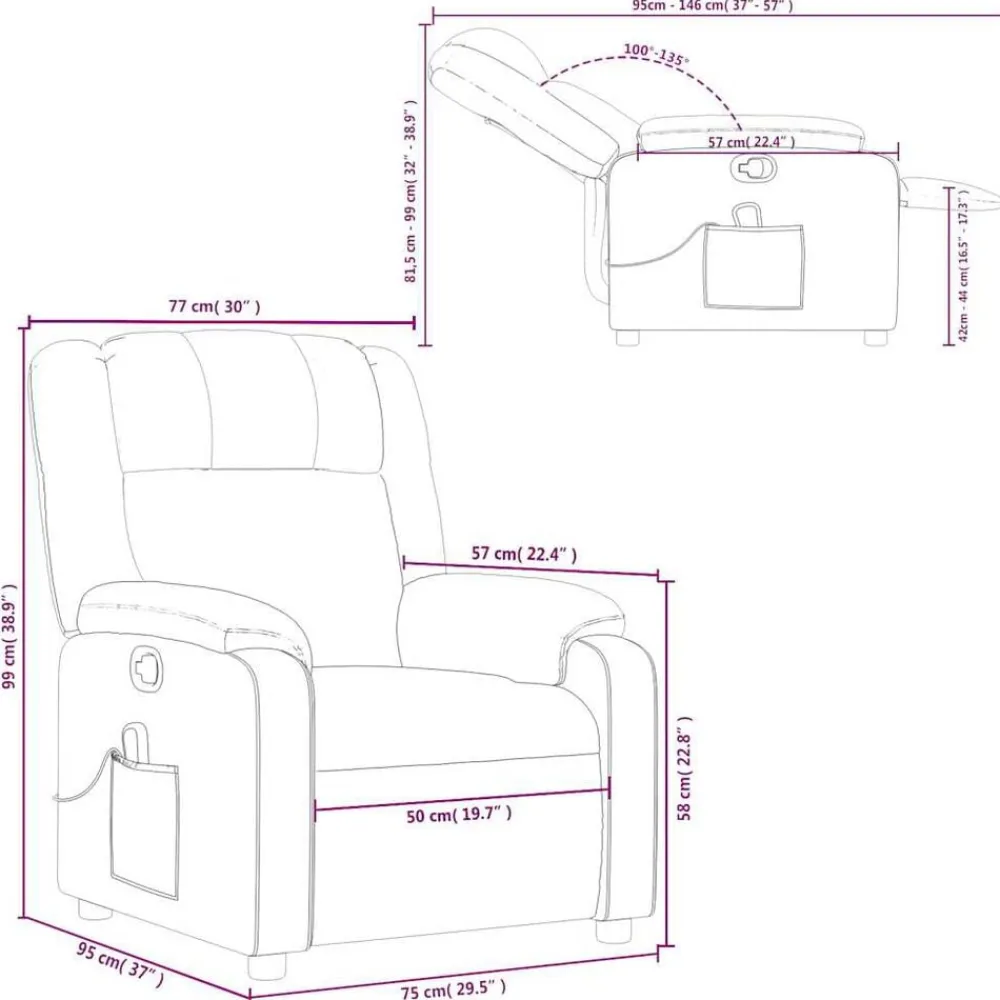 vidaXL Sillón de masaje reclinable cuero sintético Gris New