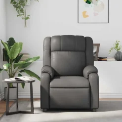 vidaXL Sillón de masaje reclinable cuero sintético Gris New