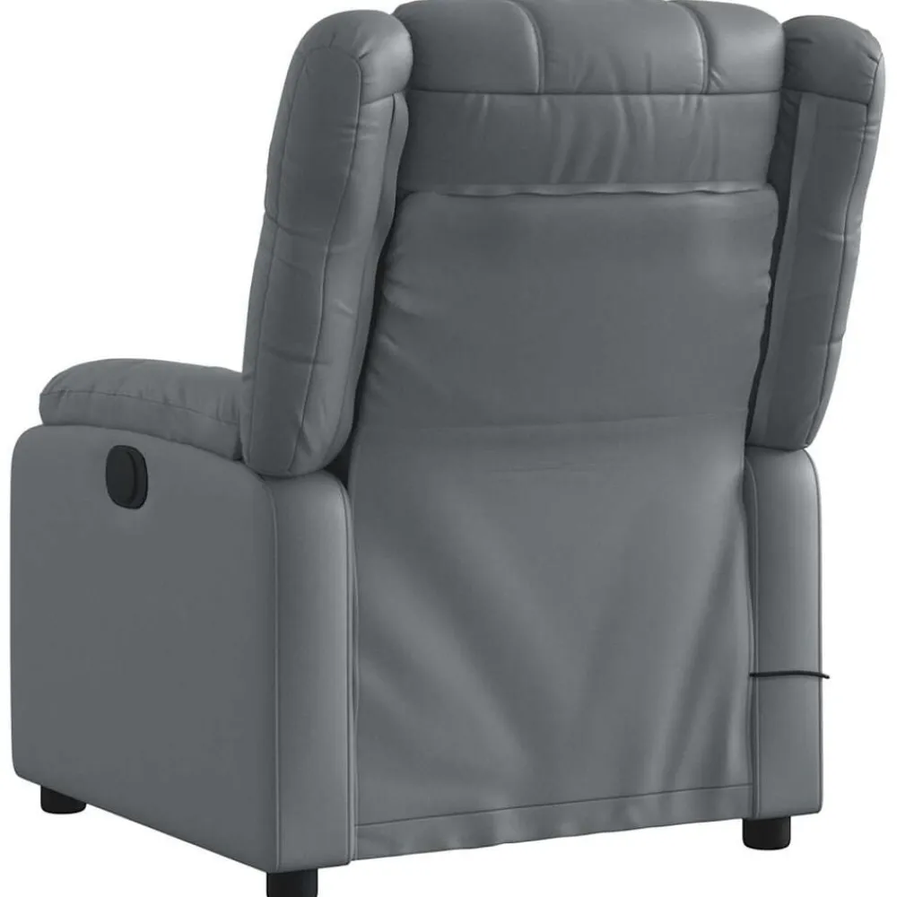 vidaXL Sillón de masaje reclinable cuero sintético Gris New